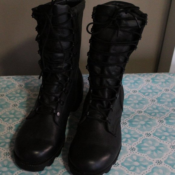 Shoes - New Vintage Black Leather Military Combat Lace Up Boots Women's Size 8 1/2 N
